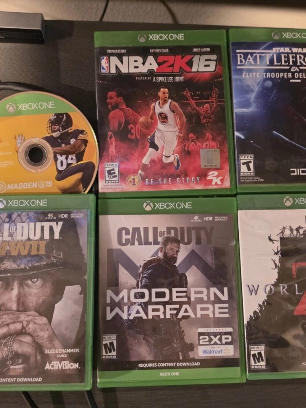 Xbox One Console Bundle w/ Blue Controller, Cables & 6 Games Lot - Tested